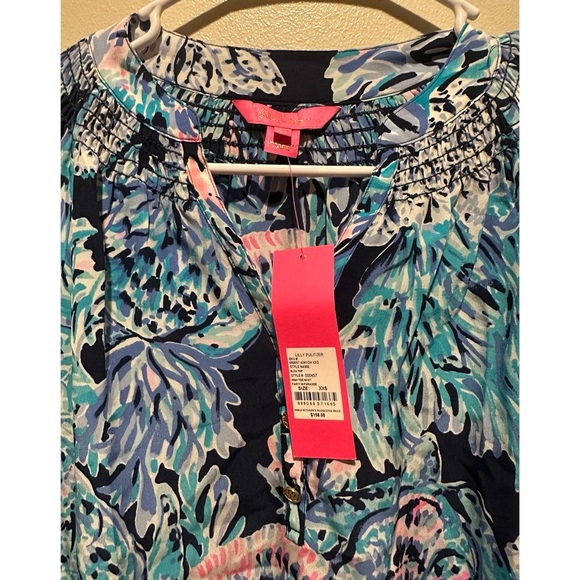 Lilly Pulitzer NWT Women's Elsa Top Size XXS - High Tide Navy Party In Paradise - Picture 3 of 9